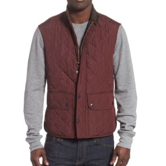 Barbour Lowerdale Quilted Gilet Vest XL Burgundy Burnt Orange Zip Lightweight - Picture 1 of 14